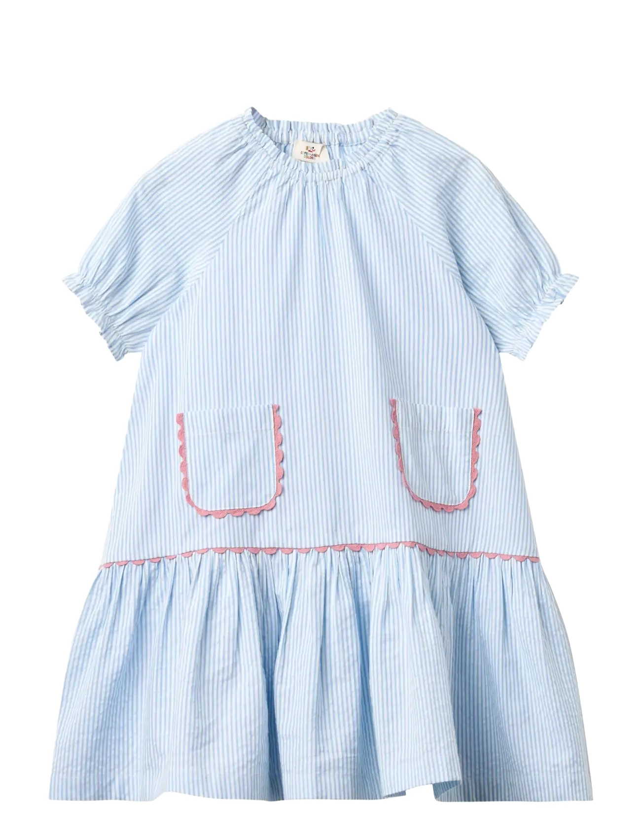 Copenhagen Colors SEERSUCKER DRESS W. POCKETS - Copenhagen Colors - SKY BLUE W CREAM STRIPE / multi