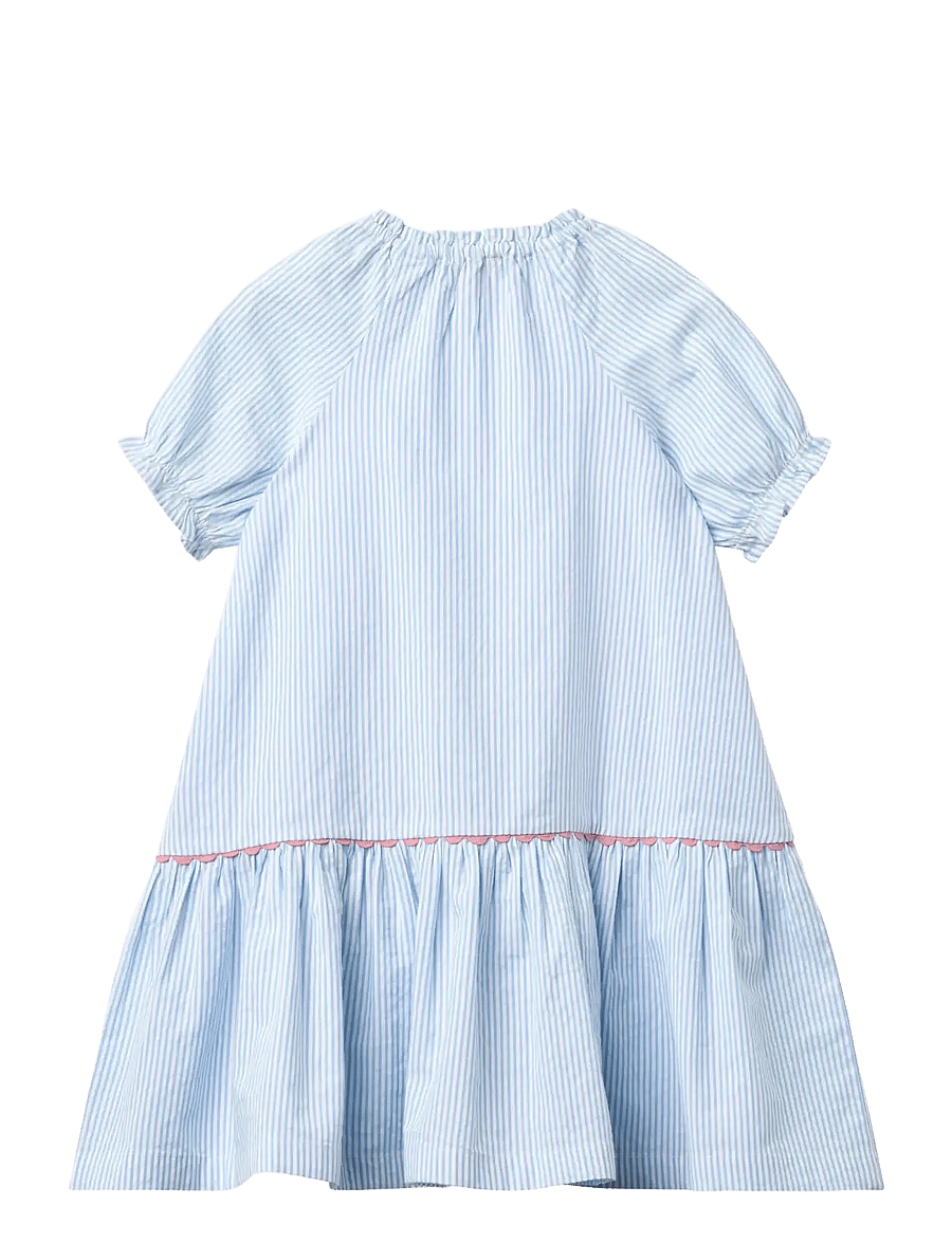 Copenhagen Colors - SEERSUCKER DRESS W. POCKETS - sky blue w cream stripe - 2