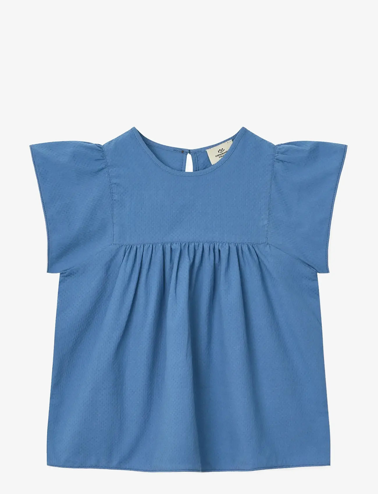 Copenhagen Colors - BLOUSE W. CONTRAST PIPING - blouses & tunics - ocean blue comb. - 1