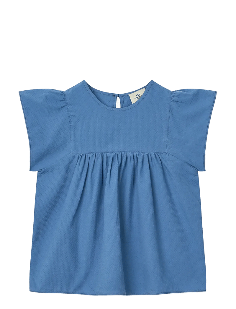 Copenhagen Colors - BLOUSE W. CONTRAST PIPING - blouses & tunics - ocean blue comb. - 1