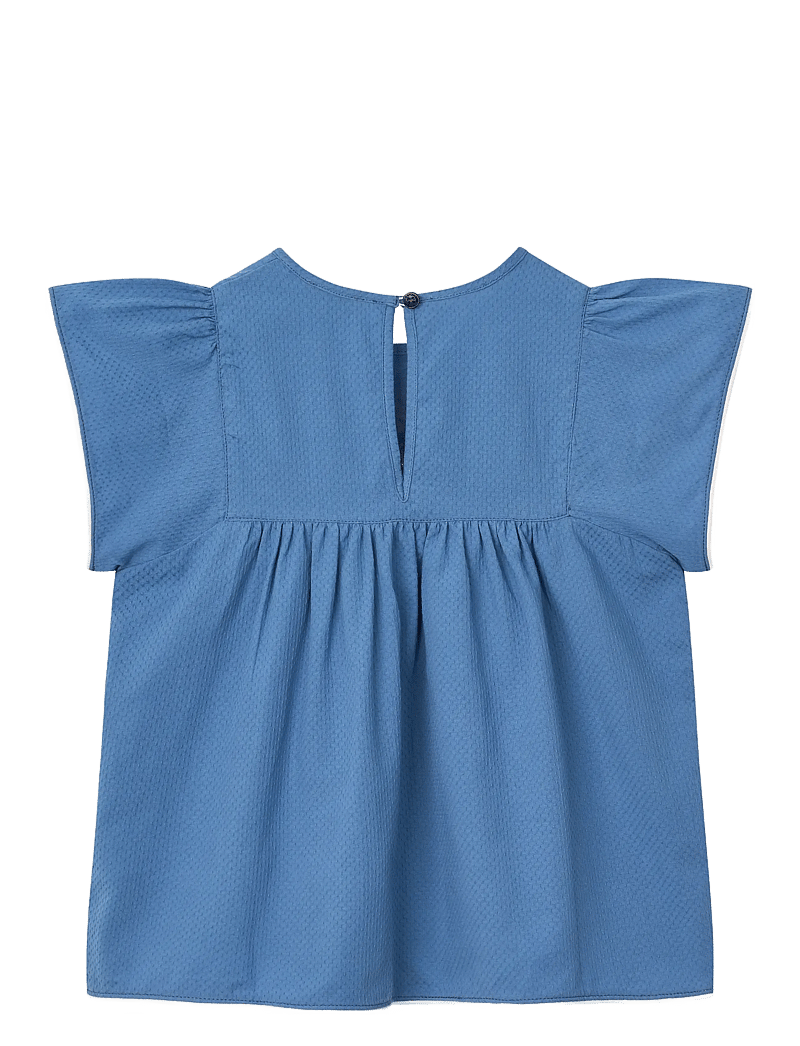 Copenhagen Colors - BLOUSE W. CONTRAST PIPING - blouses & tunics - ocean blue comb. - 2
