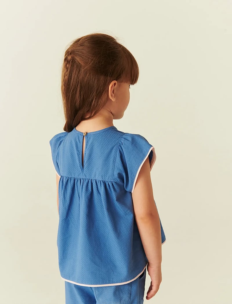 Copenhagen Colors - BLOUSE W. CONTRAST PIPING - blouses & tunics - ocean blue comb. - 0