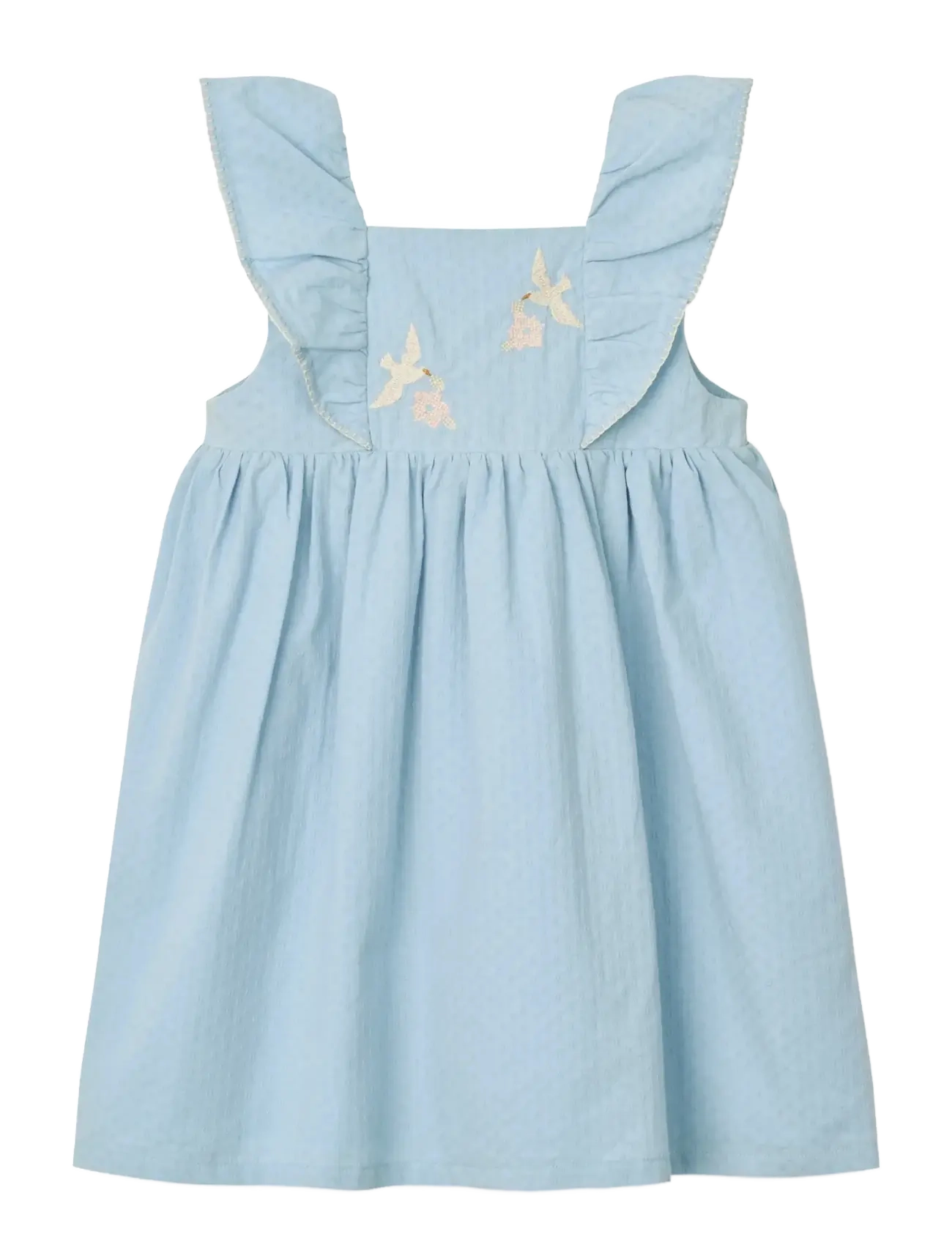 Copenhagen Colors DRESS W. FRILL & EMB. - 4 for 3 - LT. BLUE COMB. / blue