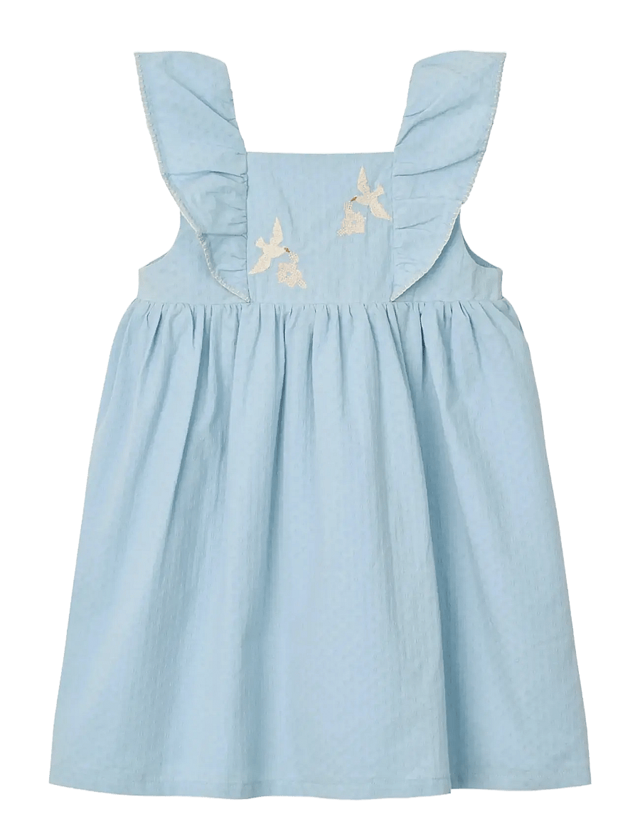 Copenhagen Colors - DRESS W. FRILL & EMB. - mouwloze babyjurken - lt. blue comb. - 1