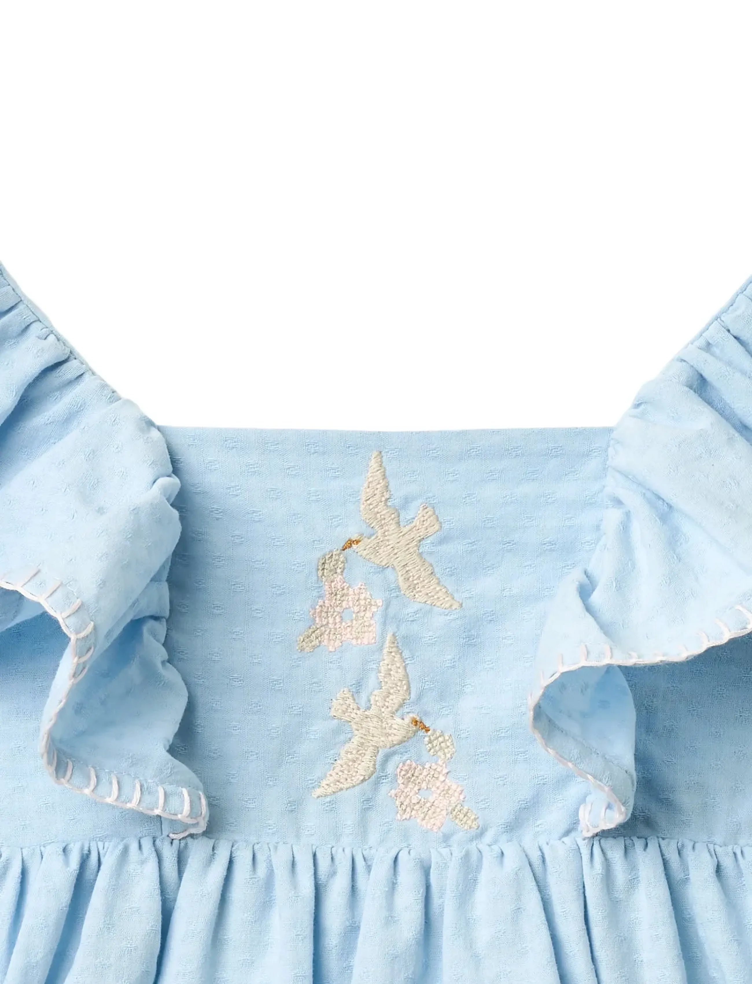 Copenhagen Colors - DRESS W. FRILL & EMB. - mouwloze babyjurken - lt. blue comb. - 3