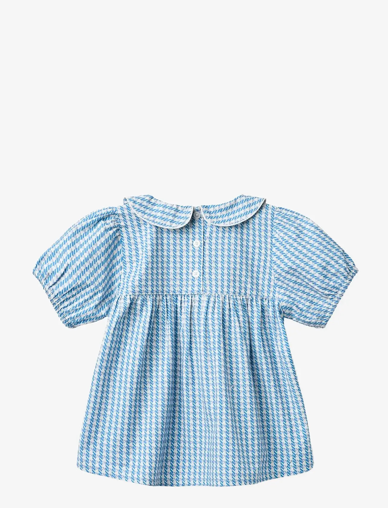 Copenhagen Colors - HOUNDSTOOTH BLOUSE W. COLLAR - bluser & tunikaer - blue houndstooth mini - 2