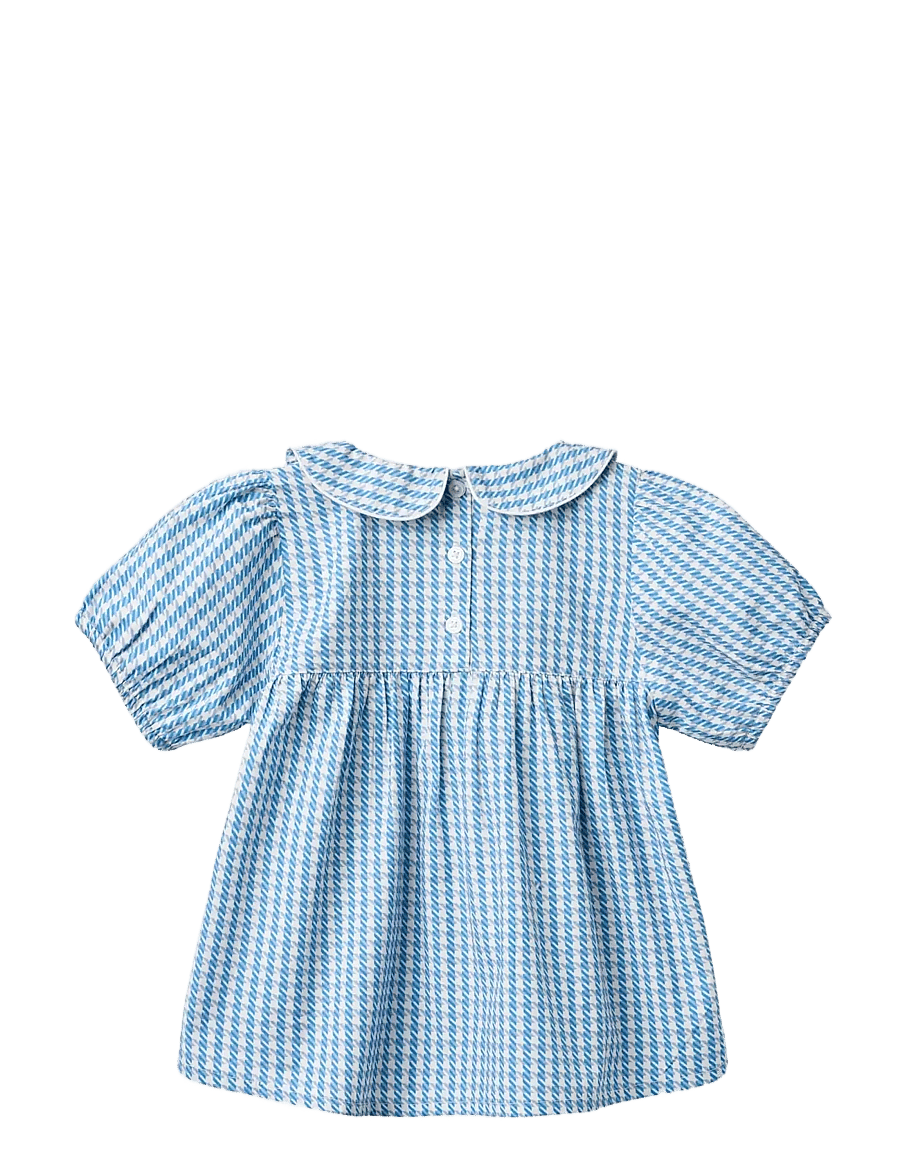 Copenhagen Colors - HOUNDSTOOTH BLOUSE W. COLLAR - palaidinės ir tunikos - blue houndstooth mini - 2