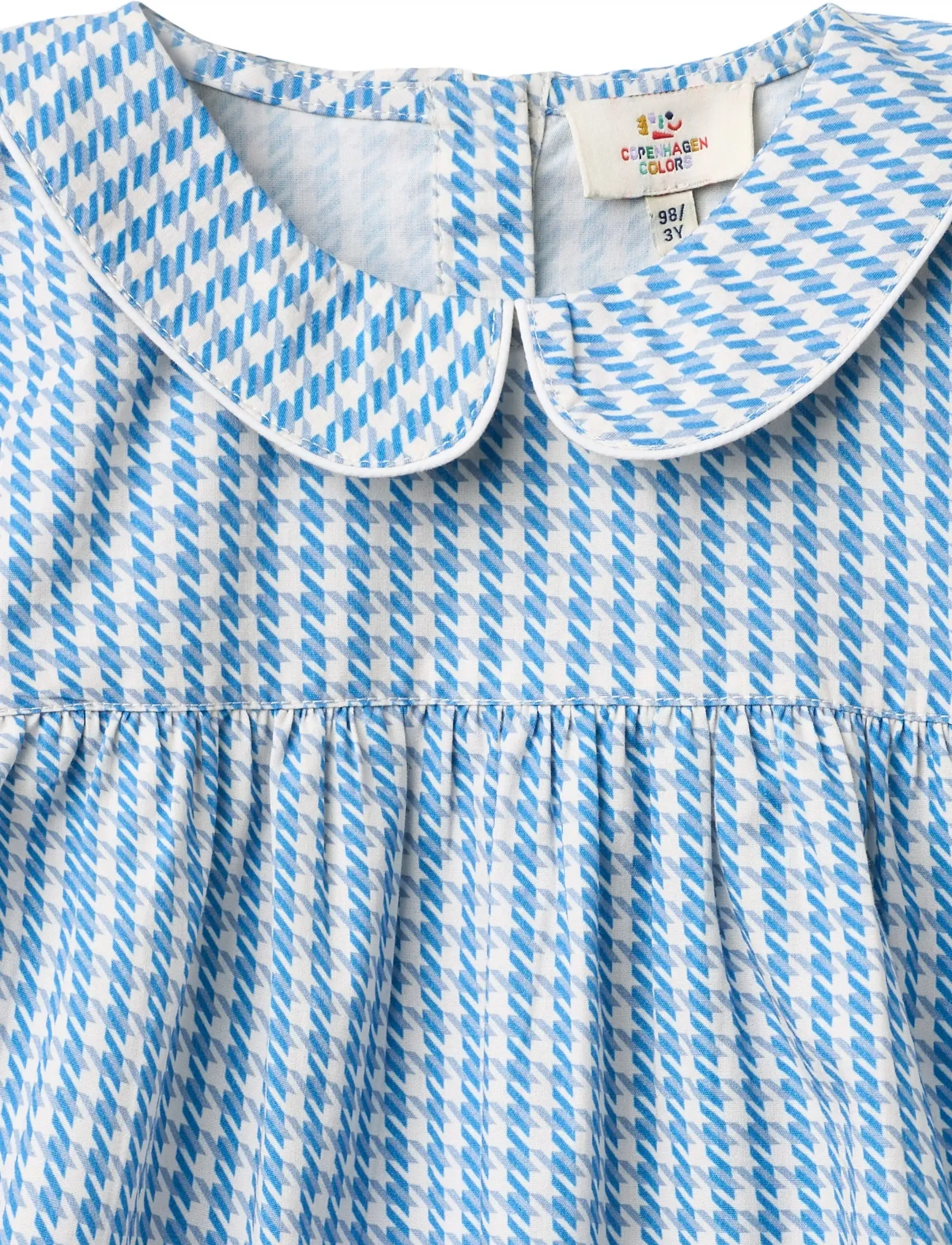 Copenhagen Colors - HOUNDSTOOTH BLOUSE W. COLLAR - palaidinės ir tunikos - blue houndstooth mini - 3