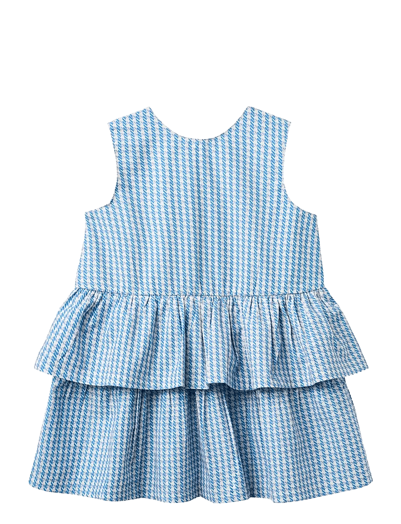 Copenhagen Colors - HOUNDSTOOTH DRESS W. BOW - mazuļu kleitas bez piedurknēm - blue houndstooth mini - 1