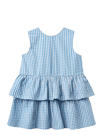 Copenhagen Colors HOUNDSTOOTH DRESS W. BOW - Baby dresses - BLUE HOUNDSTOOTH MINI / multi
