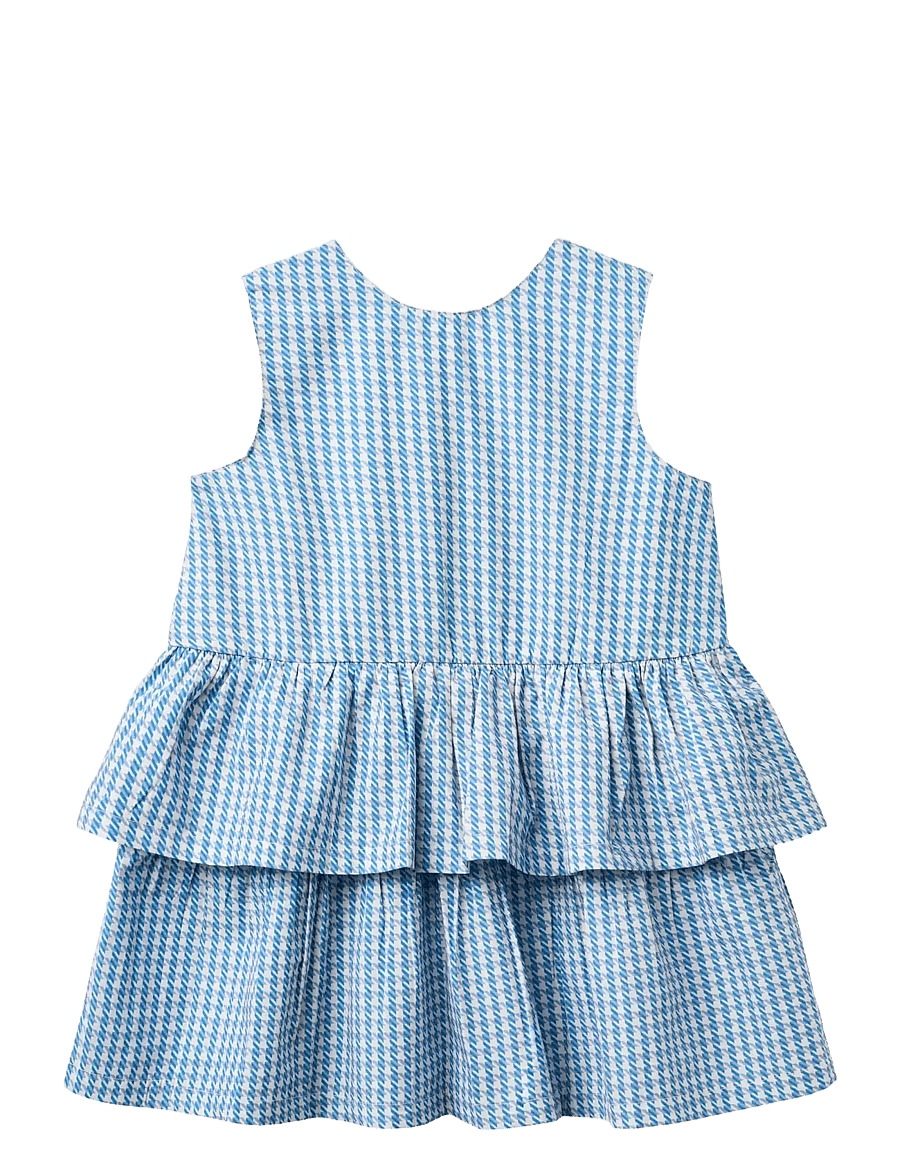 Copenhagen Colors - HOUNDSTOOTH DRESS W. BOW - Ærmeløse babykjoler - blue houndstooth mini - 1