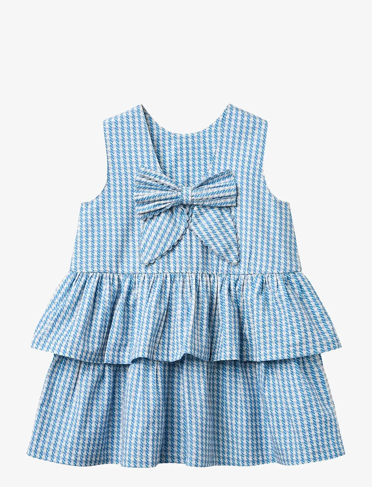 Copenhagen Colors - HOUNDSTOOTH DRESS W. BOW - mazuļu kleitas bez piedurknēm - blue houndstooth mini - 2