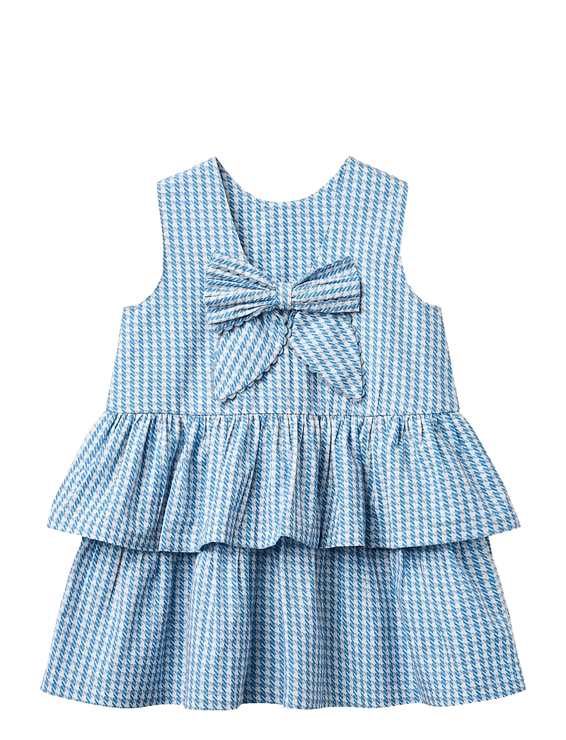 Copenhagen Colors - HOUNDSTOOTH DRESS W. BOW - mazuļu kleitas bez piedurknēm - blue houndstooth mini - 2
