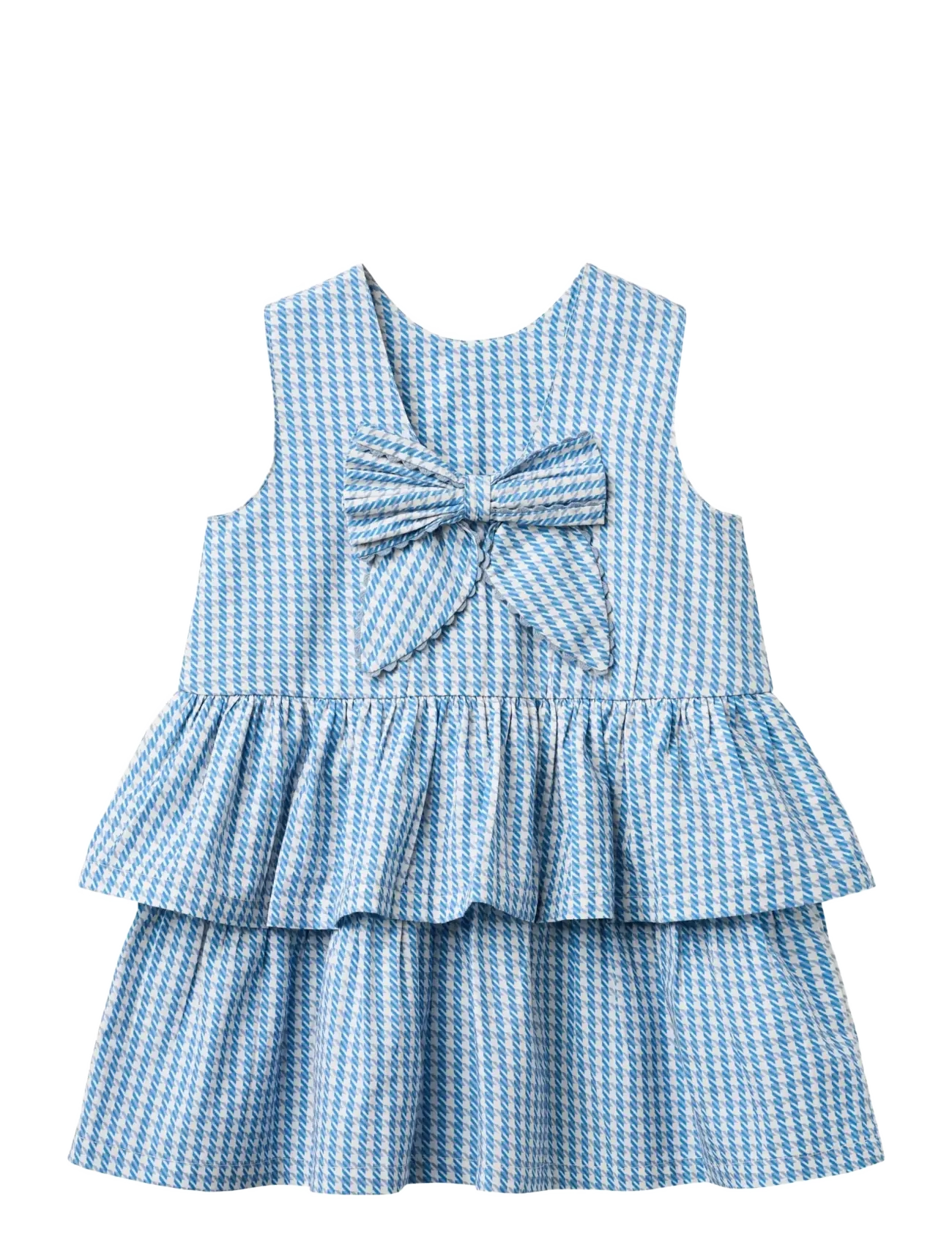 Copenhagen Colors - HOUNDSTOOTH DRESS W. BOW - Ærmeløse babykjoler - blue houndstooth mini - 2