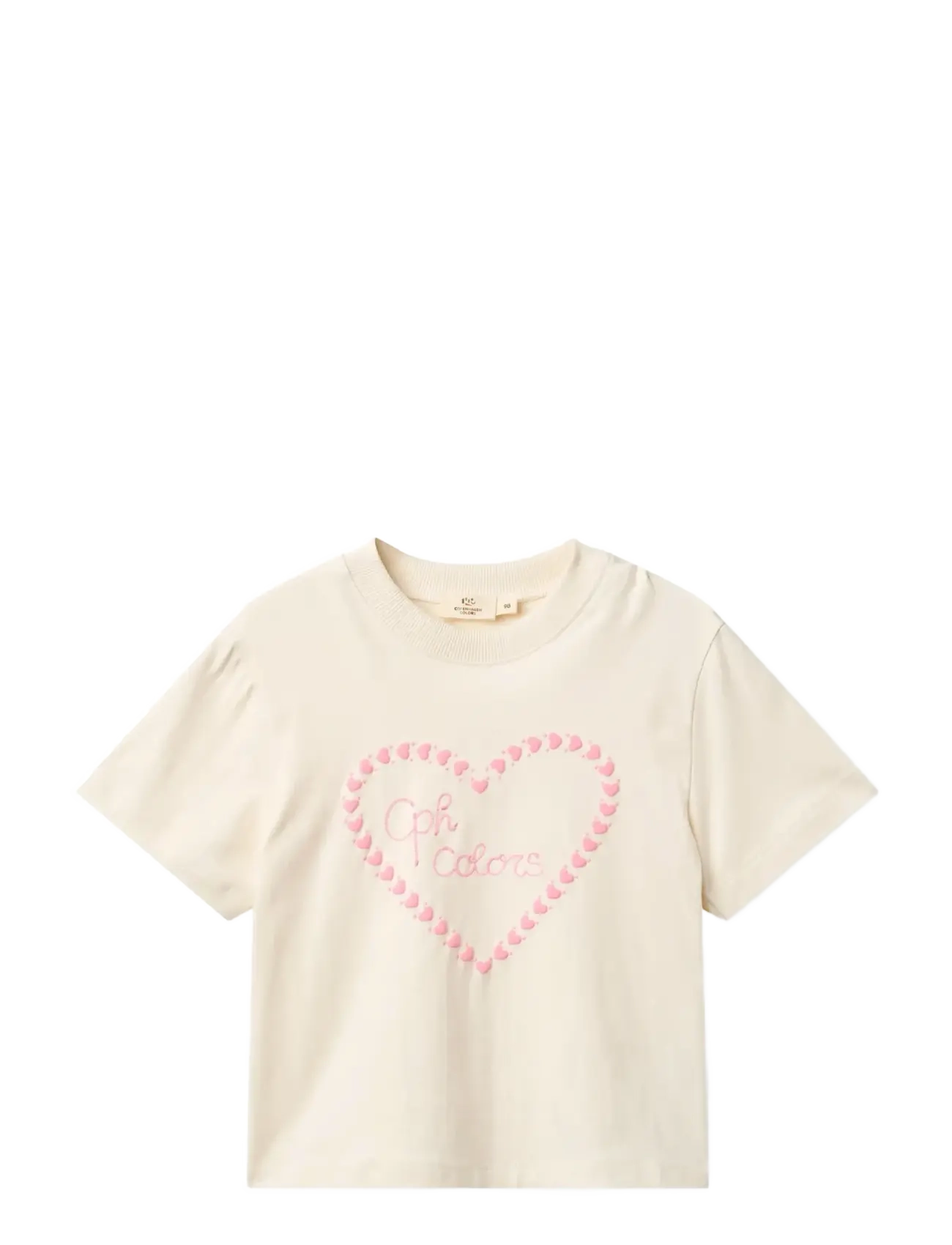 Copenhagen Colors T-Shirt W. Embroidery, 122, T-shirts, Creme - Short-sleeved, Kinder