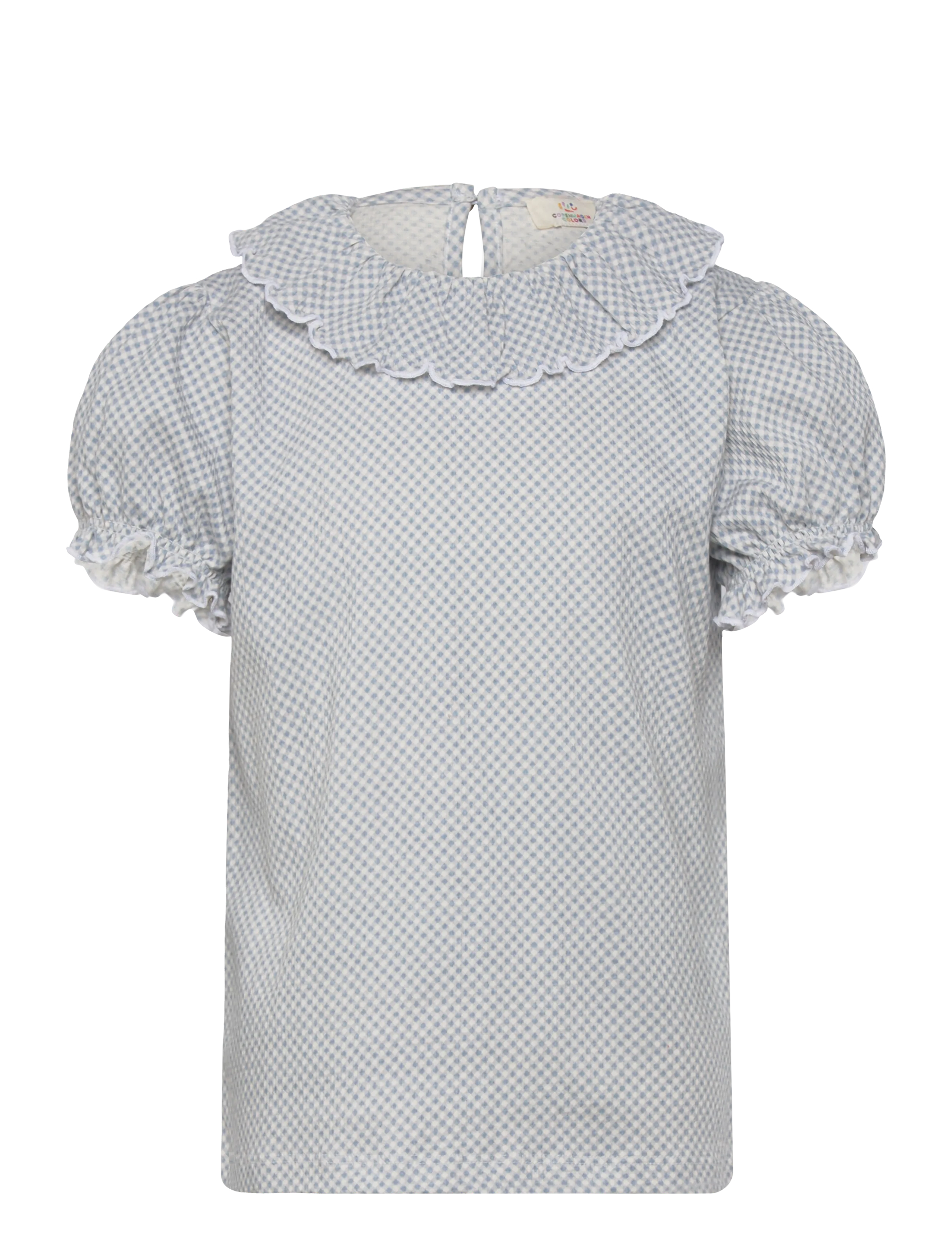 COPENHAGEN COLORS Crepe Tee W. Frill Collar Blau - 116 - Kinder
