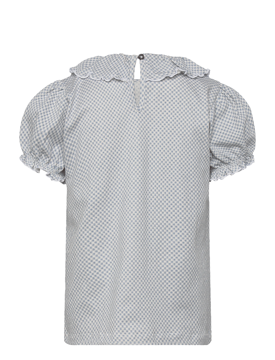 Copenhagen Colors - CREPE TEE W. FRILL COLLAR - bluser & tunikaer - dusty blue comb. - 2