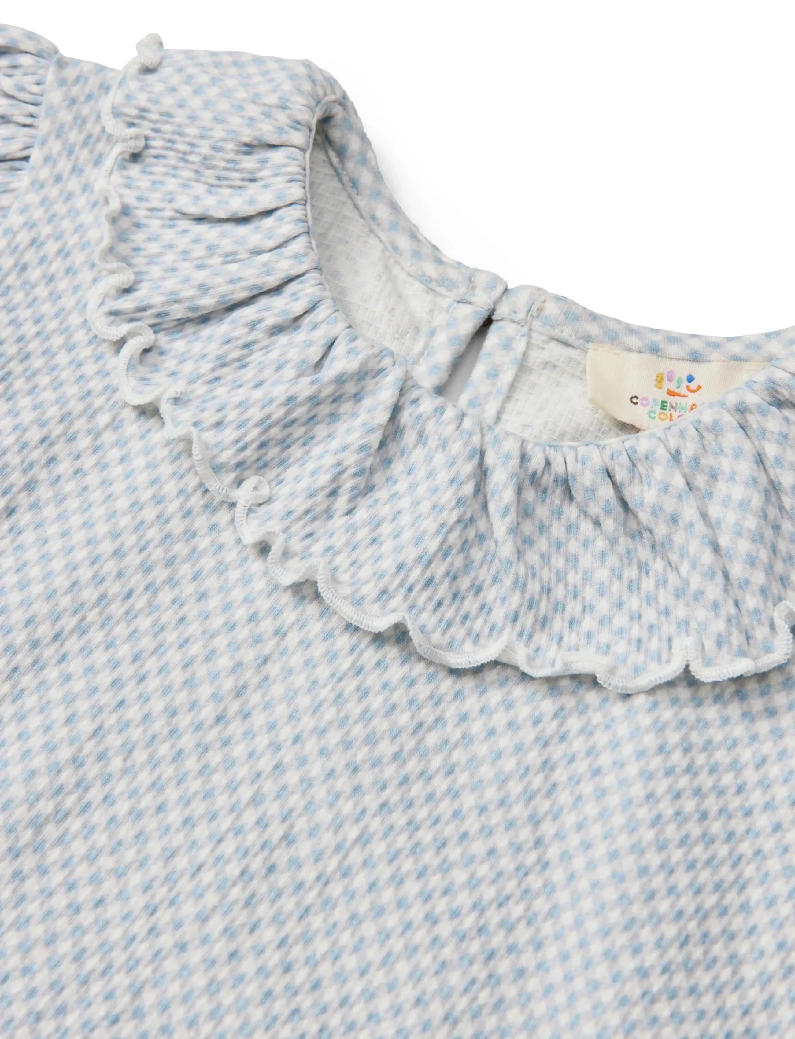 Copenhagen Colors - CREPE TEE W. FRILL COLLAR - bluser & tunikaer - dusty blue comb. - 3