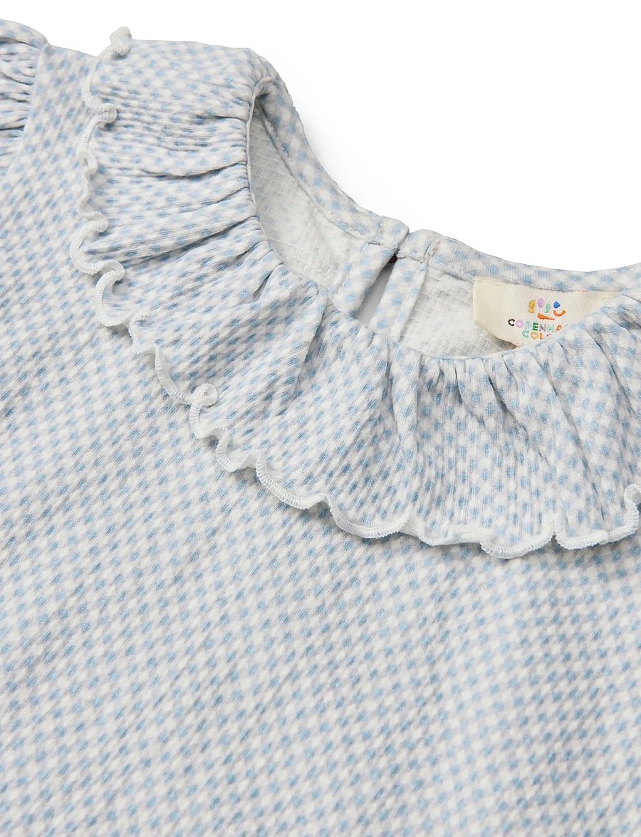 Copenhagen Colors - CREPE TEE W. FRILL COLLAR - bluser & tunikaer - dusty blue comb. - 3