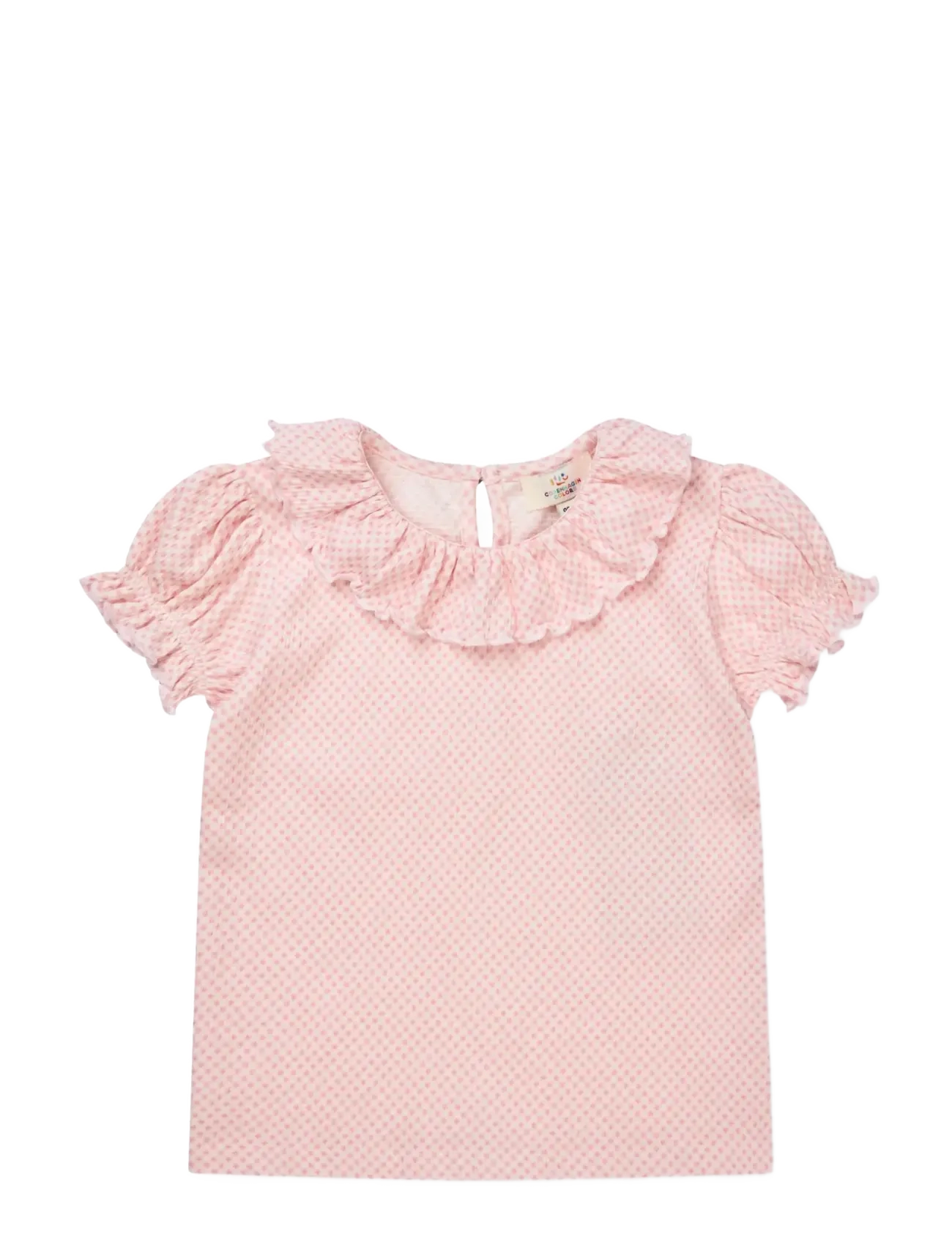 COPENHAGEN COLORS Crepe Tee W. Frill Collar Pink - 128 - Kinder