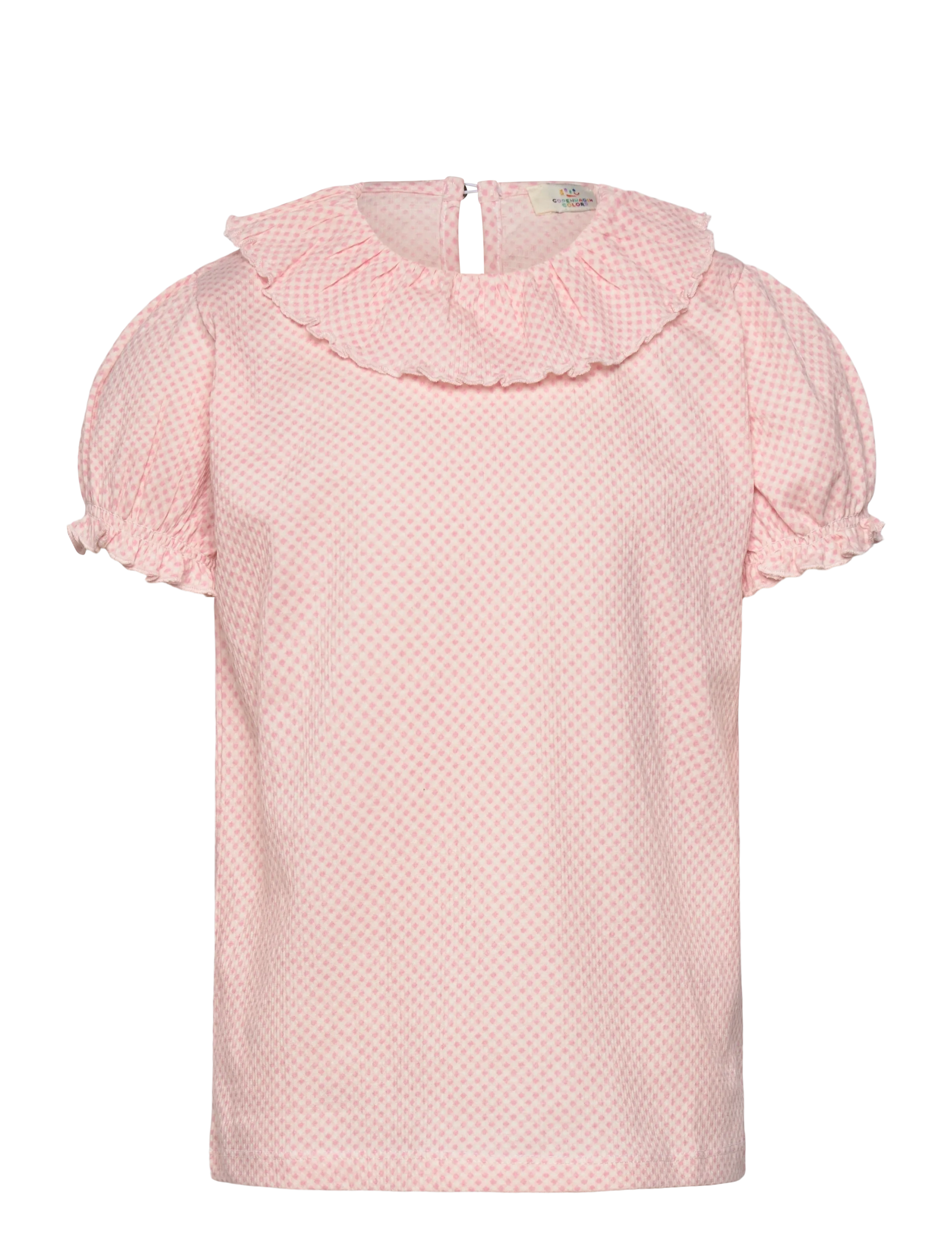 Copenhagen Colors CREPE TEE W. FRILL COLLAR - Blusen & Tuniken - PINK COMB. / pink/rose