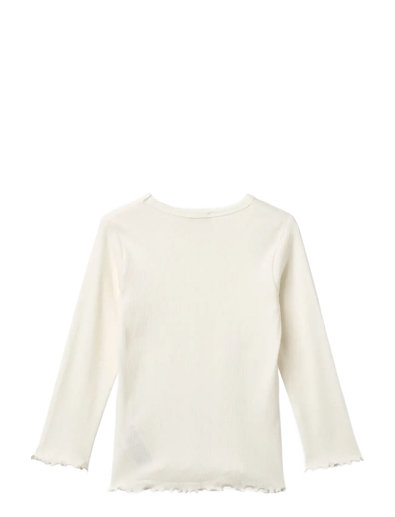 Copenhagen Colors - MODAL RIB LS TEE W. PICOT - pikkade varrukatega t-särgid - cream - 1