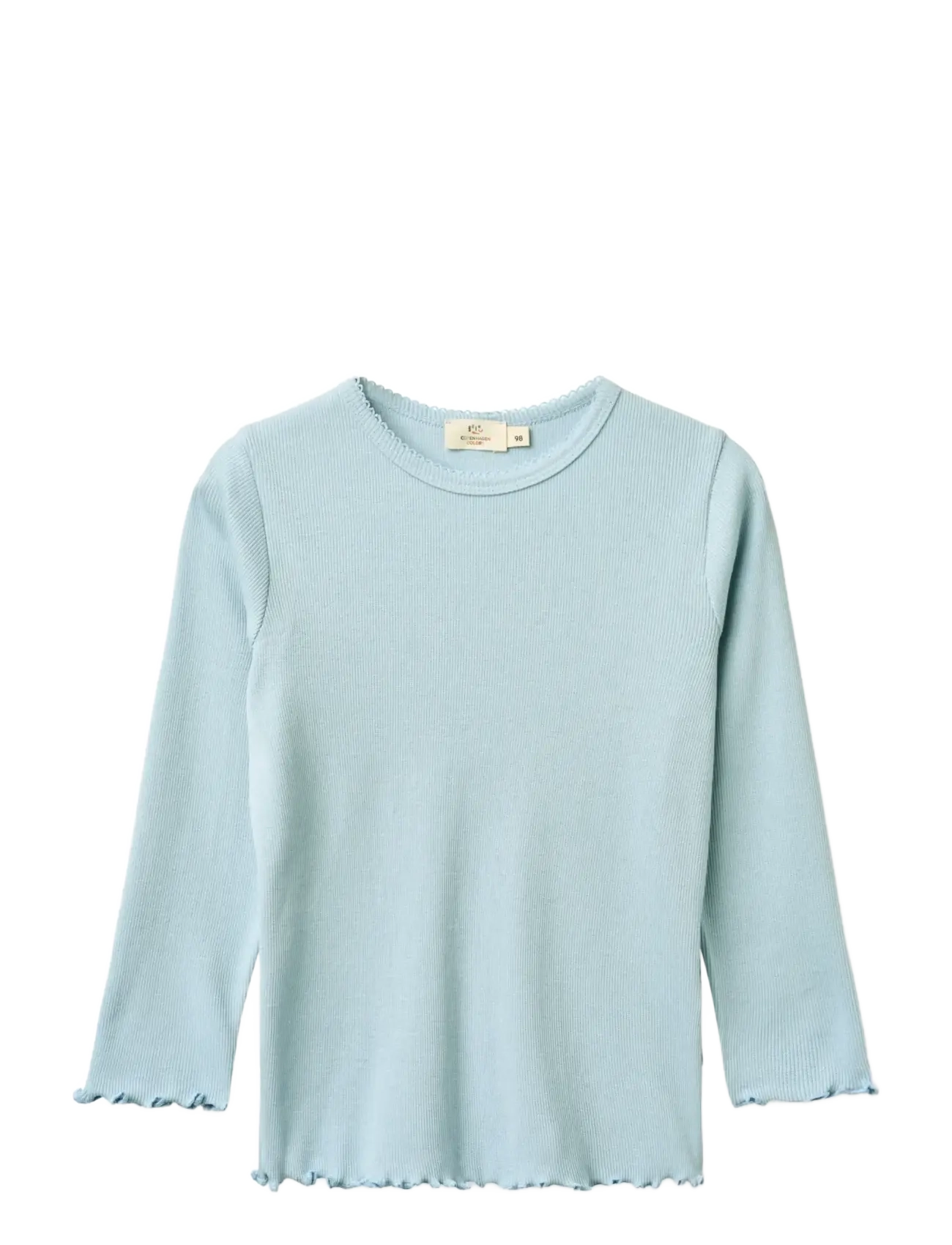 Copenhagen Colors Modal Rib Ls Tee W. Picot, 146, T-shirts, Blau - Long-sleeved Kinder