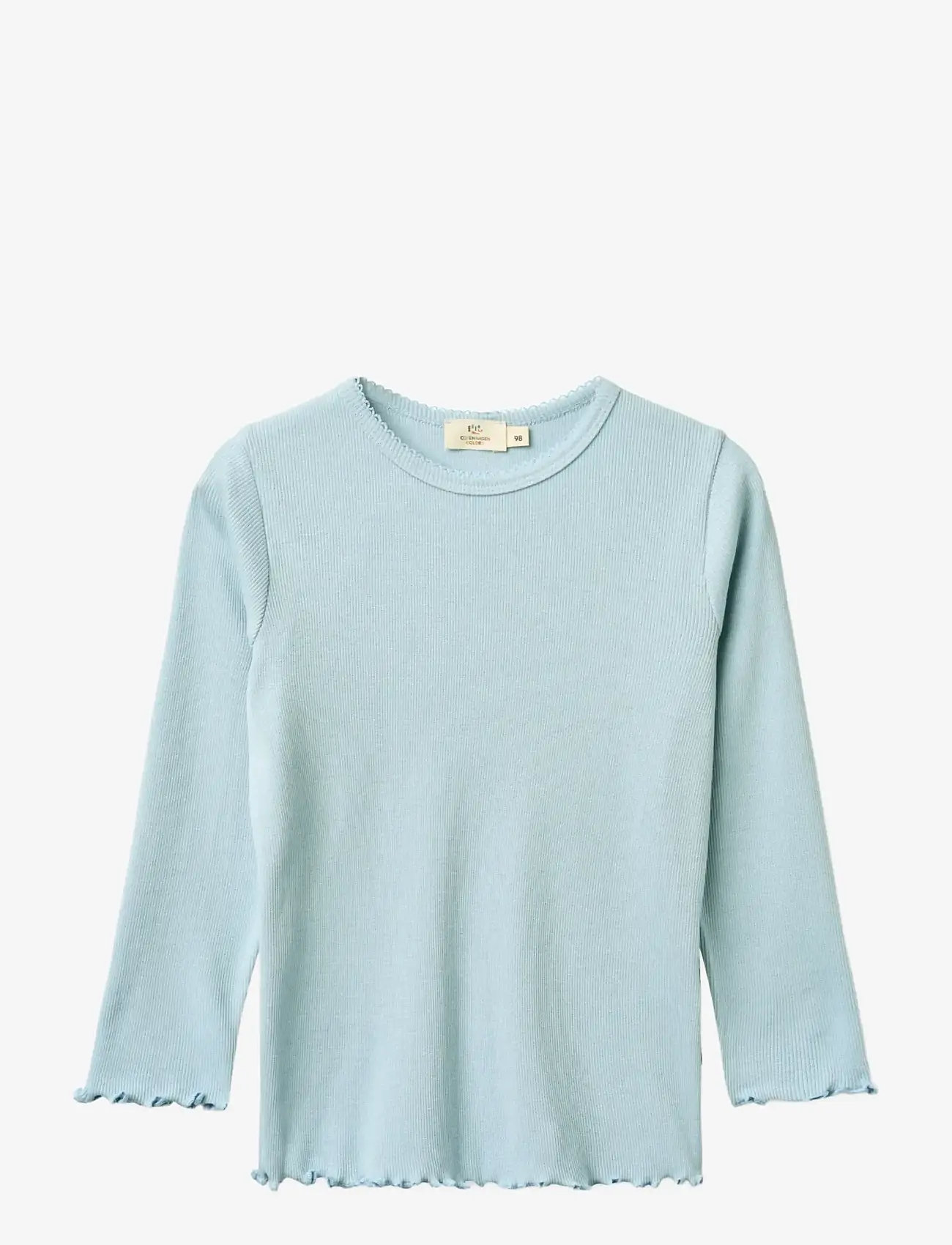 Copenhagen Colors - MODAL RIB LS TEE W. PICOT - langærmede t-shirts - dusty blue - 0