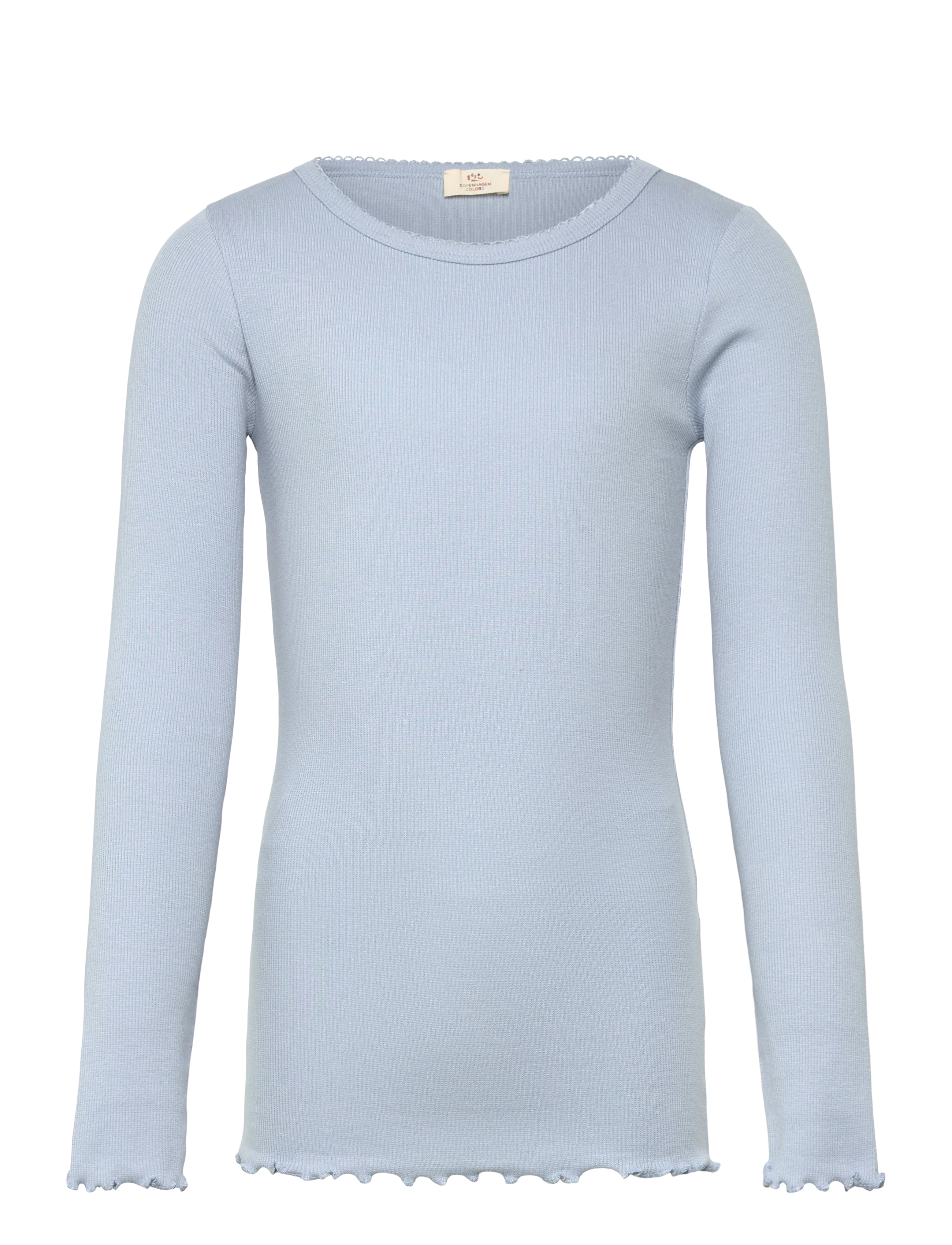 Copenhagen Colors MODAL RIB LS TEE W. PICOT - Copenhagen Colors - DUSTY BLUE / blue