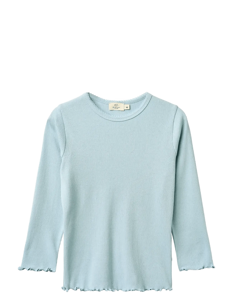 Copenhagen Colors - MODAL RIB LS TEE W. PICOT - pikkade varrukatega t-särgid - dusty blue - 0