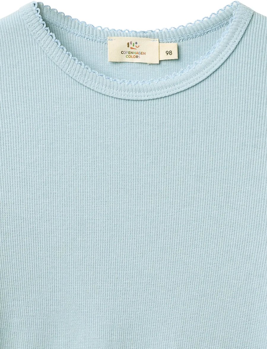 Copenhagen Colors - MODAL RIB LS TEE W. PICOT - pikkade varrukatega t-särgid - dusty blue - 2