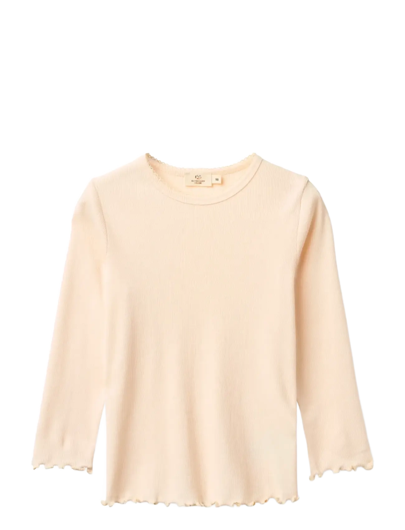 Copenhagen Colors Modal Rib Ls Tee W. Picot, 152, T-shirts, Rosa - Long-sleeved Kinder