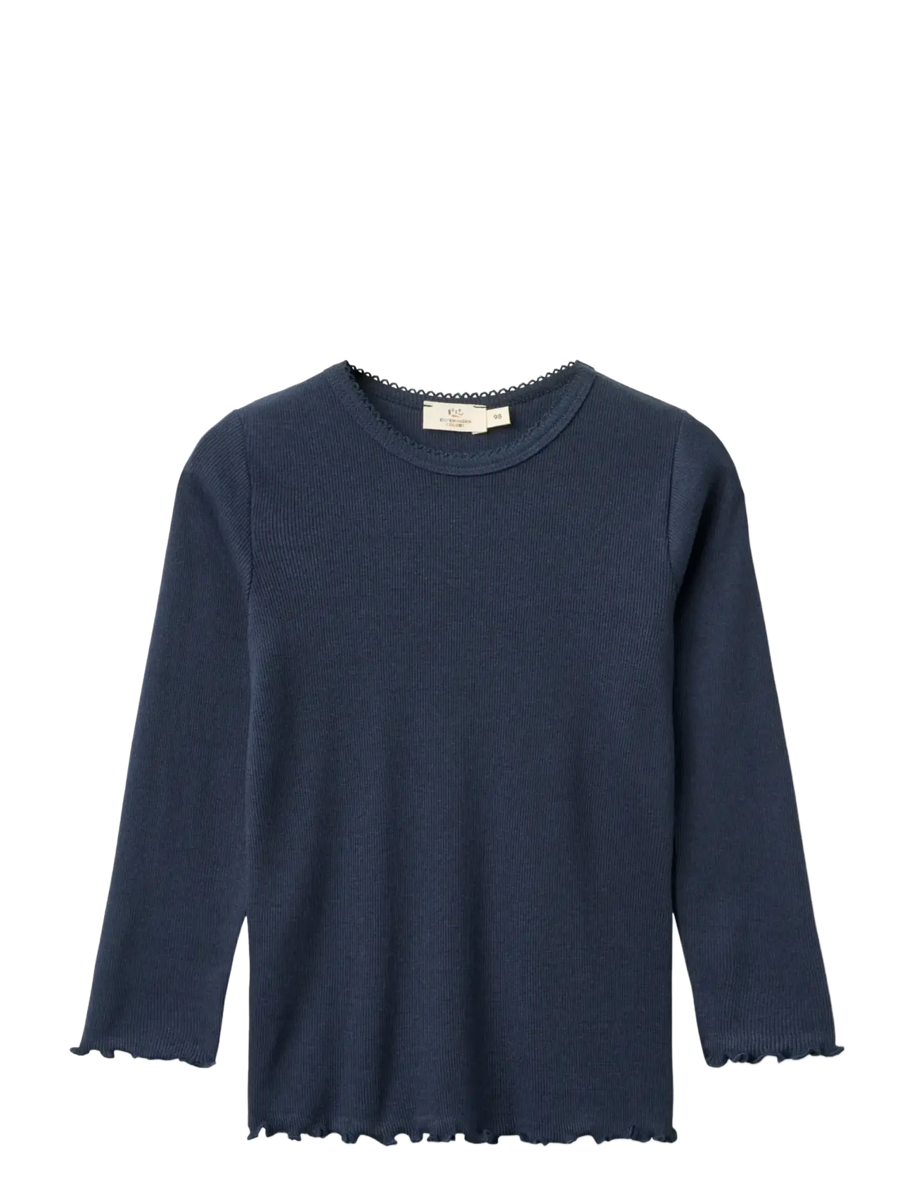 Copenhagen Colors Modal Rib Ls Tee W. Picot, 104, T-shirts, Marineblau - Long-sleeved Kinder