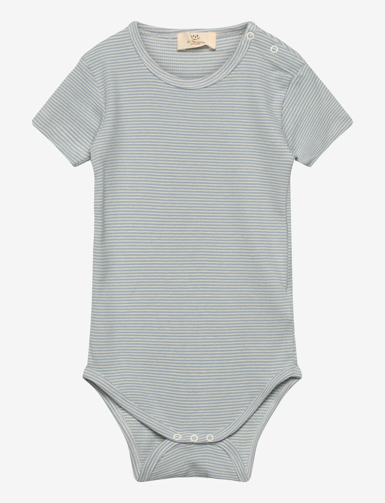 Copenhagen Colors - STRIPE MODAL RIB SS BODY - short-sleeved bodies - dusty blue stripe - 0
