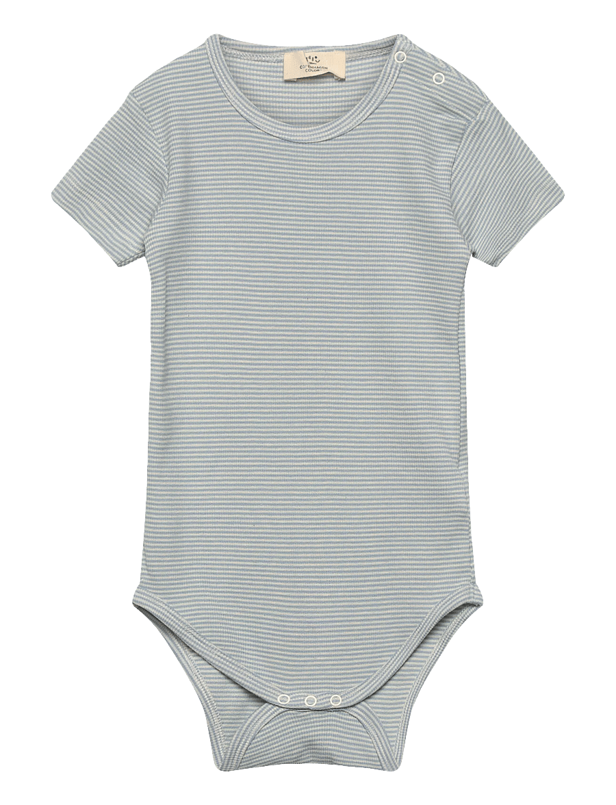 Copenhagen Colors - STRIPE MODAL RIB SS BODY - lühikeste varrukatega bodid - dusty blue stripe - 0