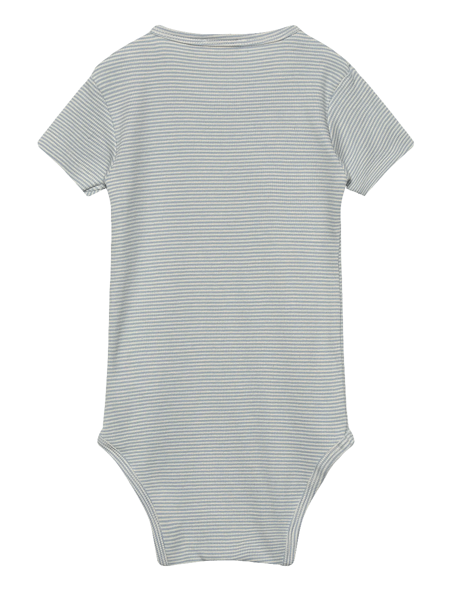 Copenhagen Colors - STRIPE MODAL RIB SS BODY - kortærmede bodyer - dusty blue stripe - 1