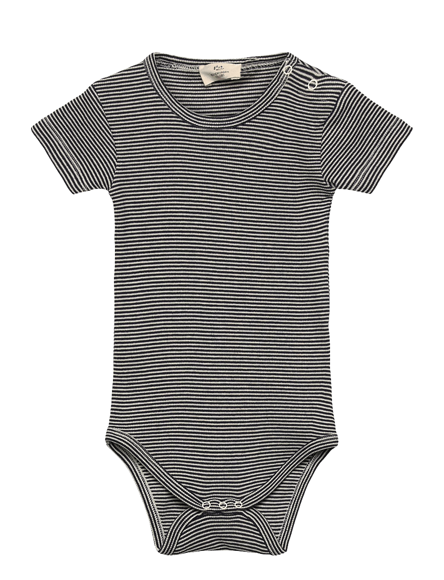 Copenhagen Colors - STRIPE MODAL RIB SS BODY - kortærmede bodyer - navy stripe - 0