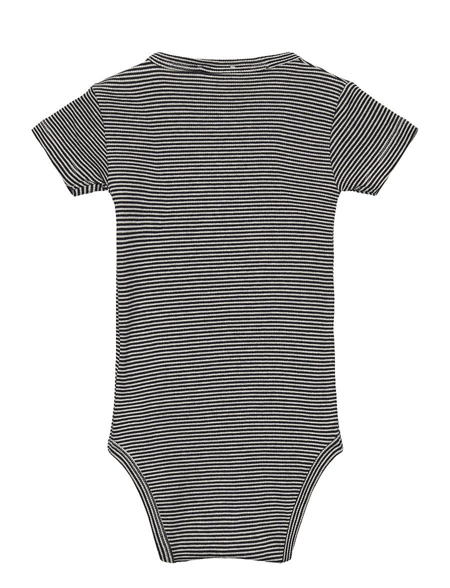 Copenhagen Colors - STRIPE MODAL RIB SS BODY - kortærmede bodyer - navy stripe - 1