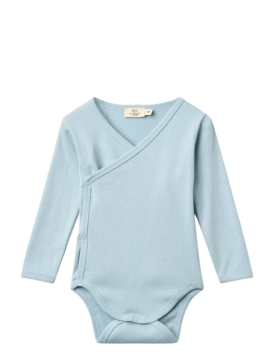 Copenhagen Colors - MODAL RIB CROSS OVER BODY W. LS - bodies à manches longues - dusty blue - 0