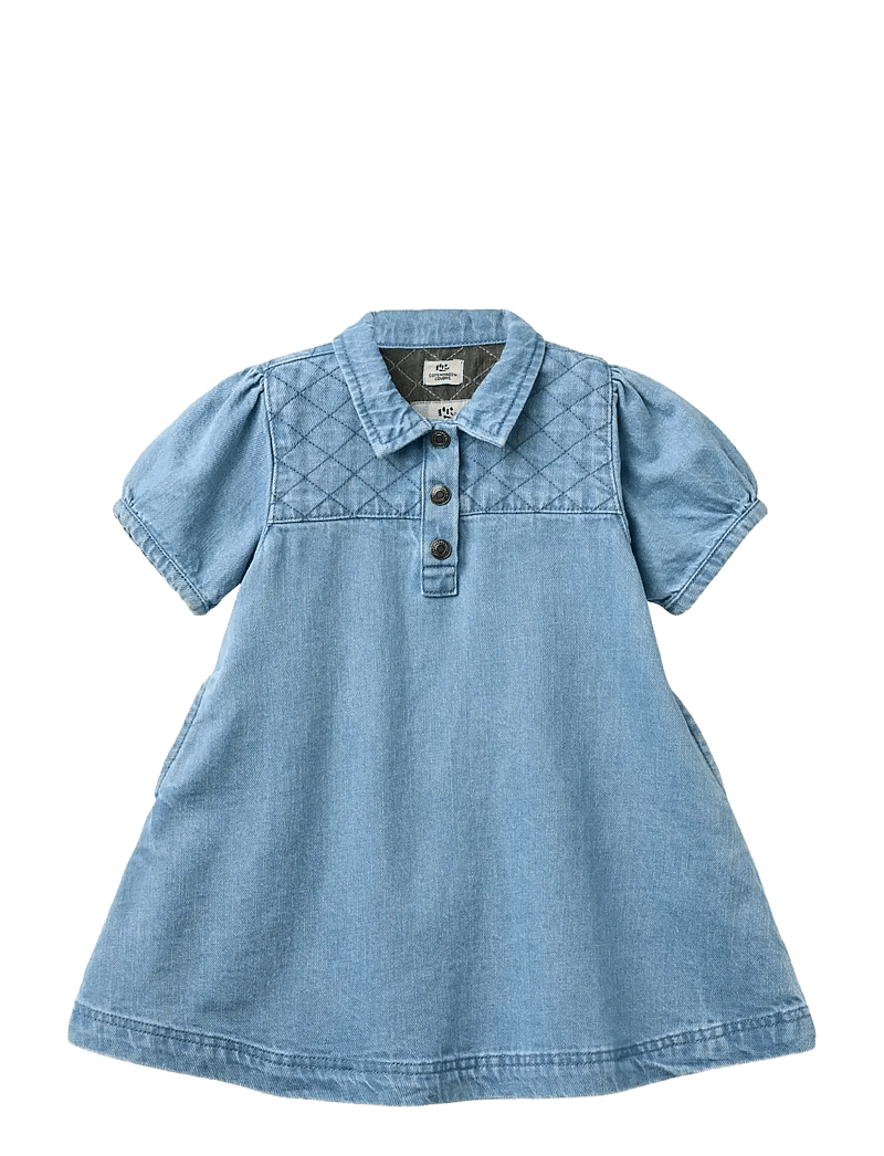 Copenhagen Colors - ORGANIC QUILTED DENIM DRESS - kurzärmelige freizeitkleider - lt. washed blue quilt - 1