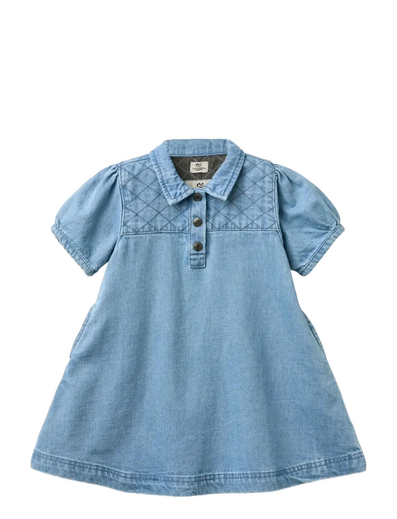 Copenhagen Colors ORGANIC QUILTED DENIM DRESS - 4 for 3 - LT. WASHED BLUE QUILT / blue