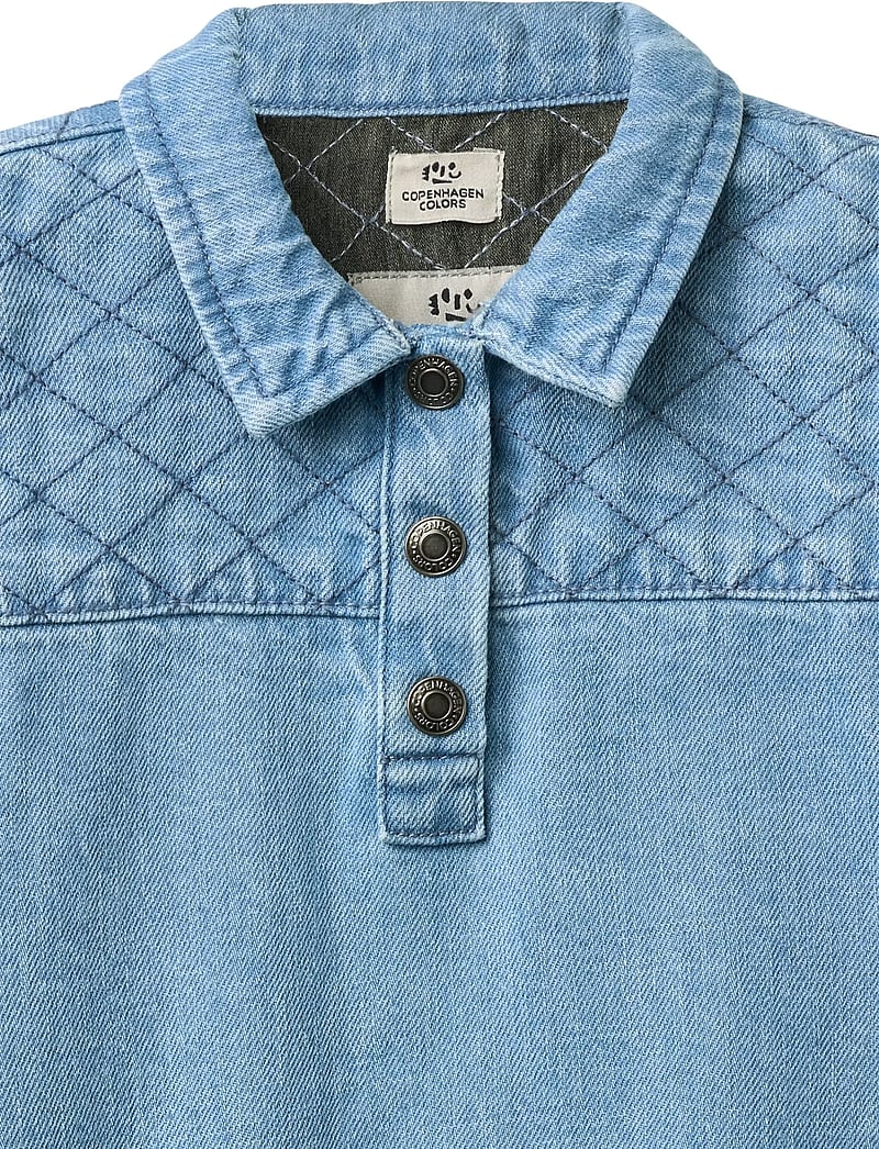 Copenhagen Colors - ORGANIC QUILTED DENIM DRESS - kurzärmelige freizeitkleider - lt. washed blue quilt - 3