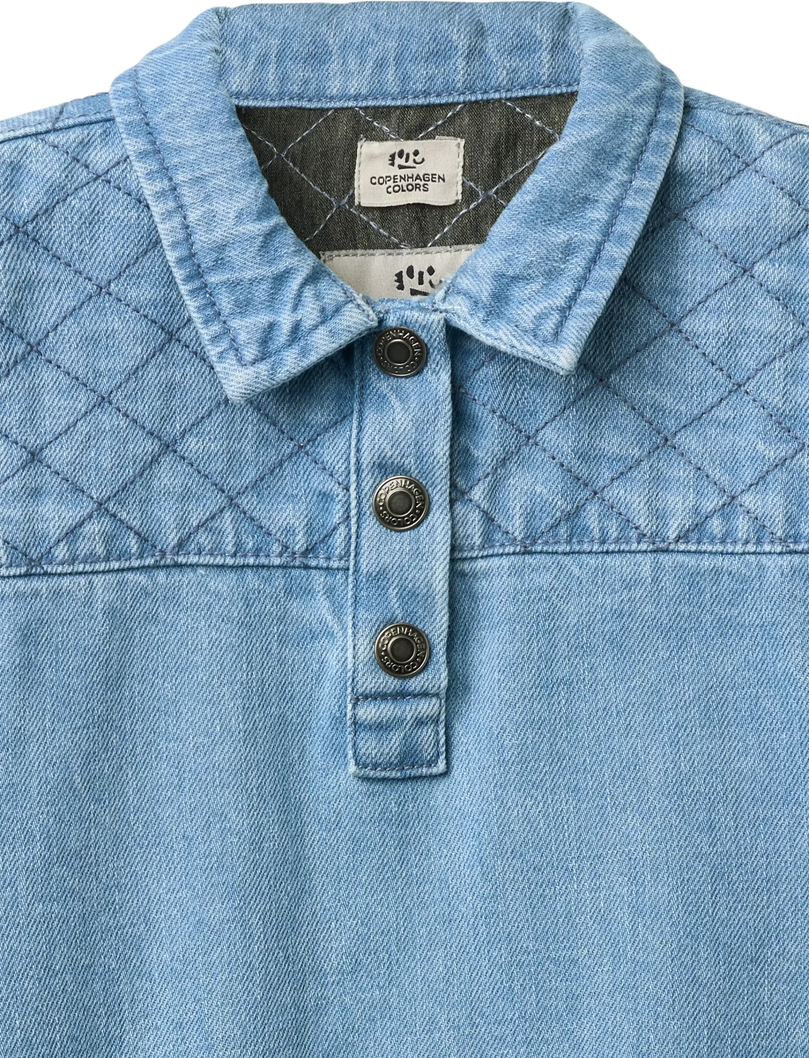 Copenhagen Colors - ORGANIC QUILTED DENIM DRESS - kortærmede hverdagskjoler - lt. washed blue quilt - 3