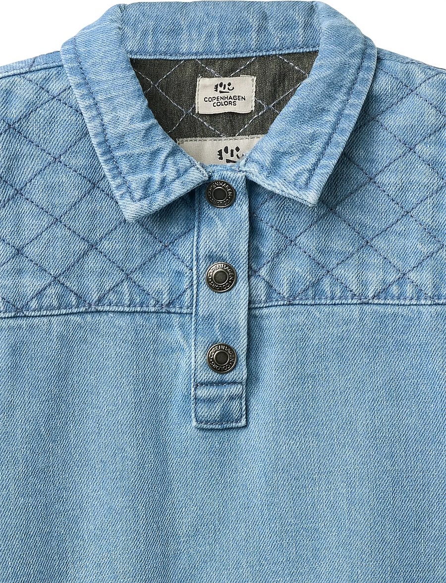 Copenhagen Colors - ORGANIC QUILTED DENIM DRESS - kortærmede hverdagskjoler - lt. washed blue quilt - 3