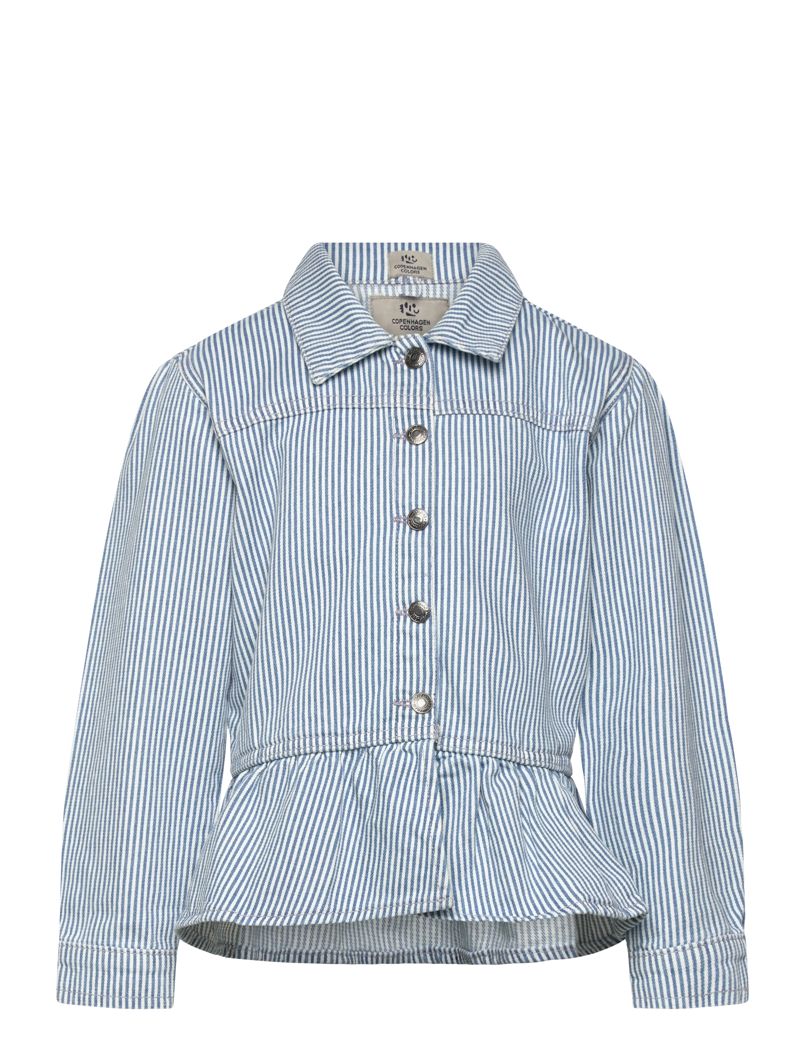 Copenhagen Colors YARNDYED DENIM FRILL JACKET - Takit - DENIM BLUE STRIPE / blue