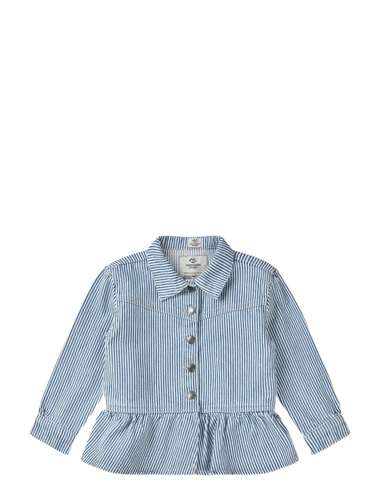 Copenhagen Colors YARNDYED DENIM FRILL JACKET - Outerwear - DENIM BLUE STRIPE / blue