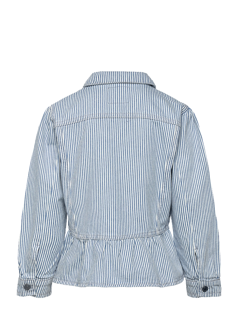 Copenhagen Colors - YARNDYED DENIM FRILL JACKET - denim jackets - denim blue stripe - 1