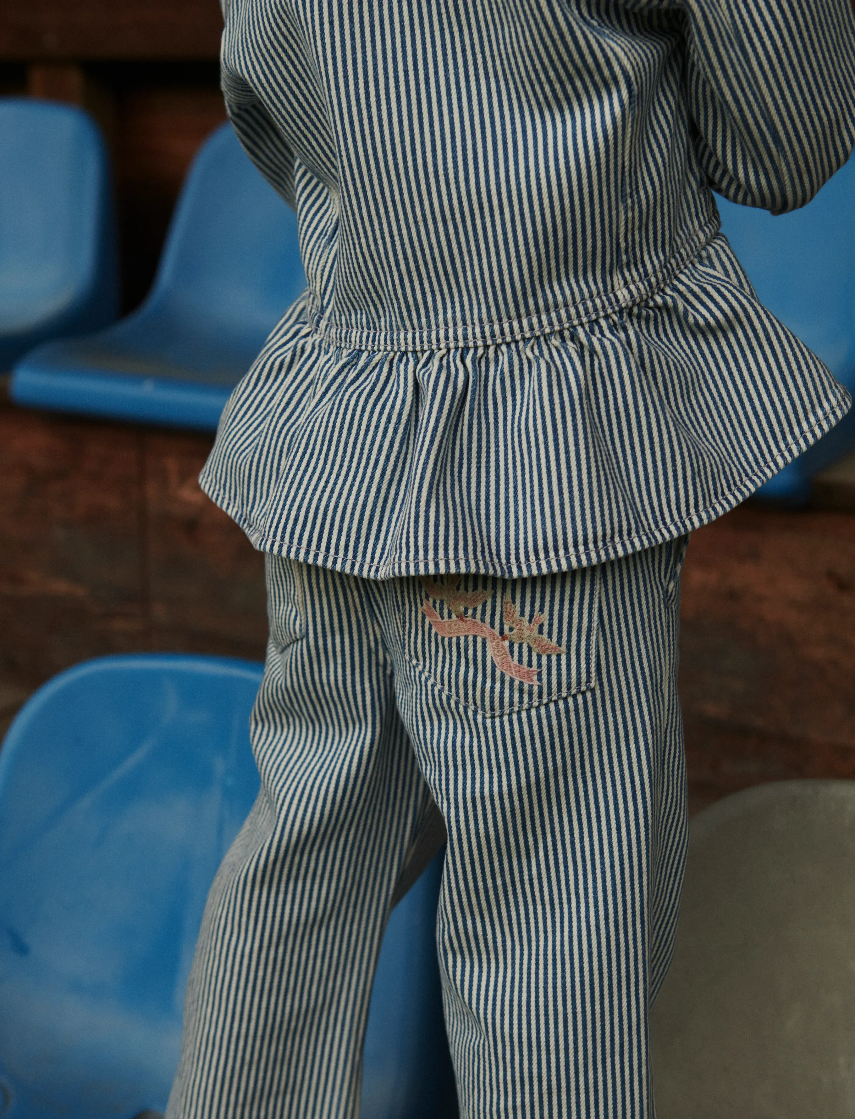 Copenhagen Colors Yarndyed Denim Frill Jacket, Børn, Flæsejakke, Blå, Str: 98