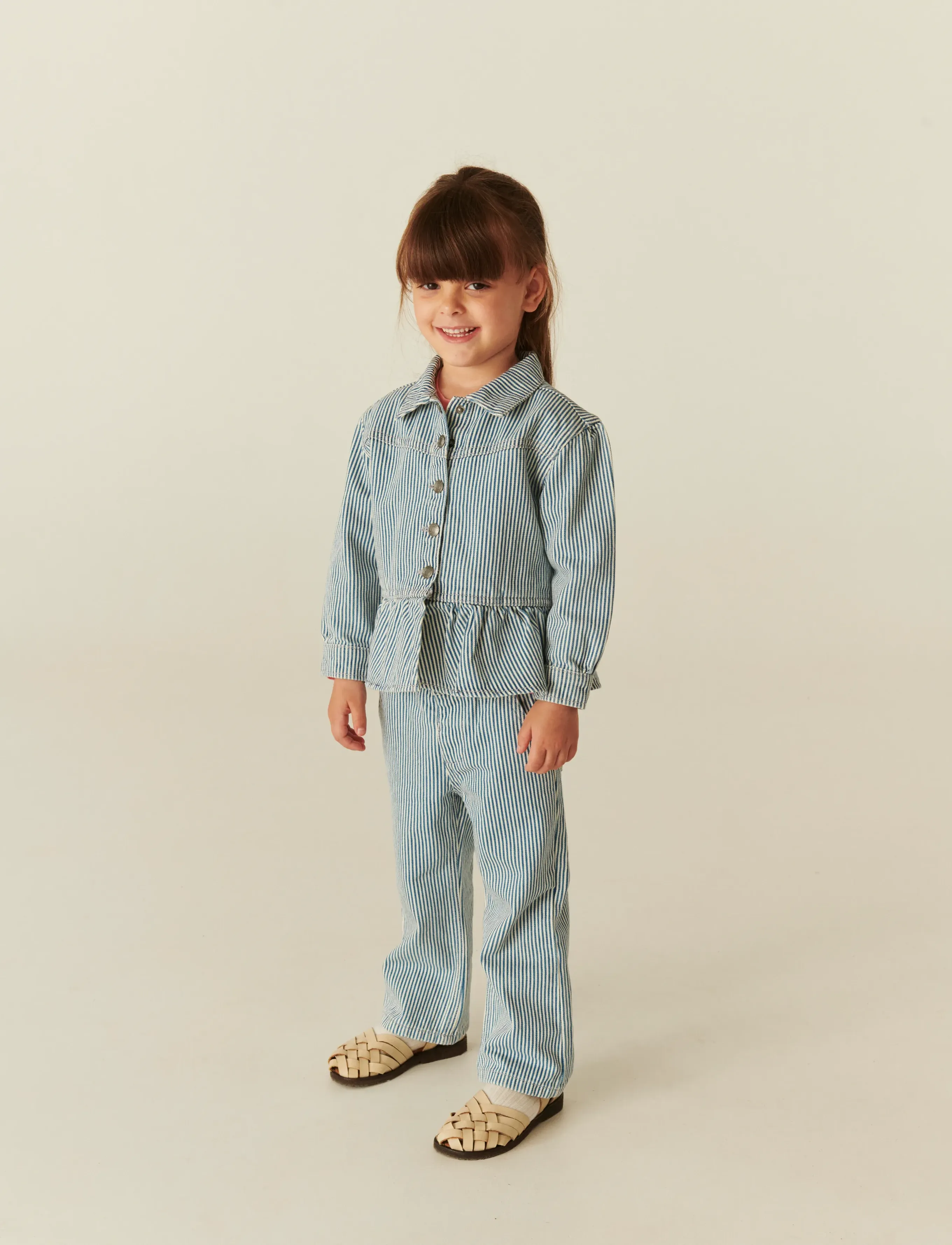 Copenhagen Colors - YARNDYED DENIM FRILL JACKET - gallajakkar - denim blue stripe - 5