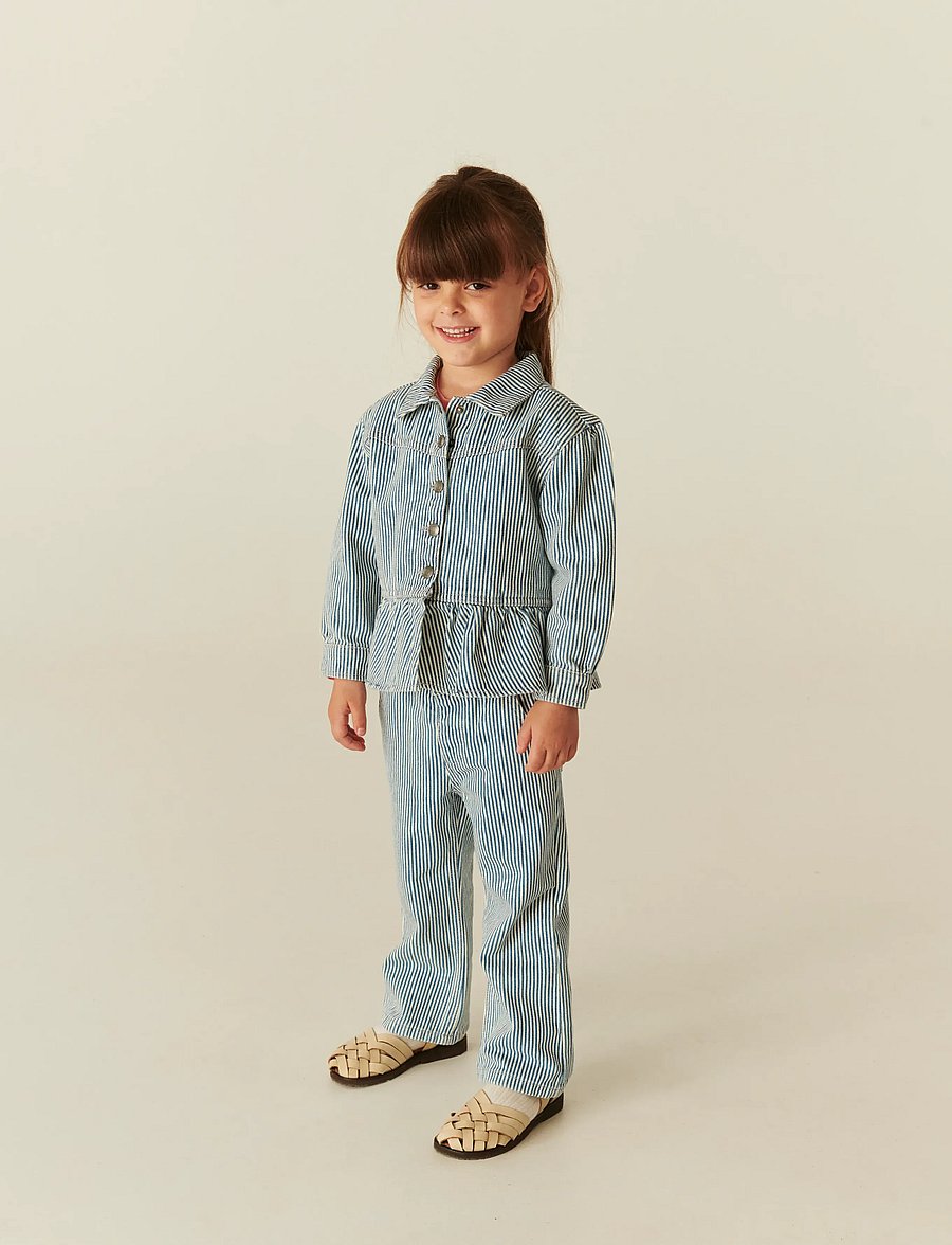Copenhagen Colors - YARNDYED DENIM FRILL JACKET - gallajakkar - denim blue stripe - 5